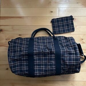 Brandy Melville Plaid Duffel Bag with Pouch